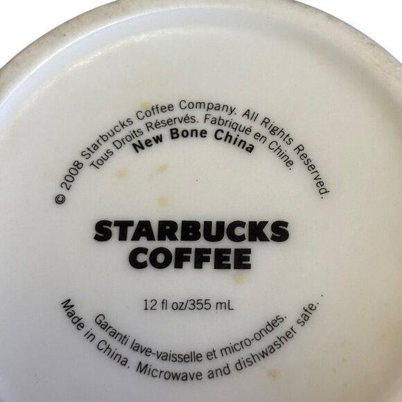 Starbucks 2008 White Ceramic Coffee Cup Mug with Green Mermaid Logo 12 Oz. EUC - Picture 6 of 6